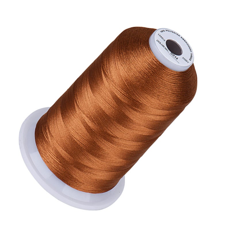 Simthread 5500Yds Embroidery Thread, 5000M High-Yardage 40WT 100% Polyester Thread - 170+ Vivid Colors, High-Speed Rated - Compatible with Brother, Singer, Janome & More - Tawny Brown S014 - Image 1